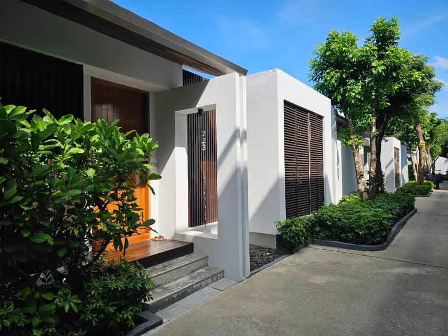Entrances to private villas with swimming pool