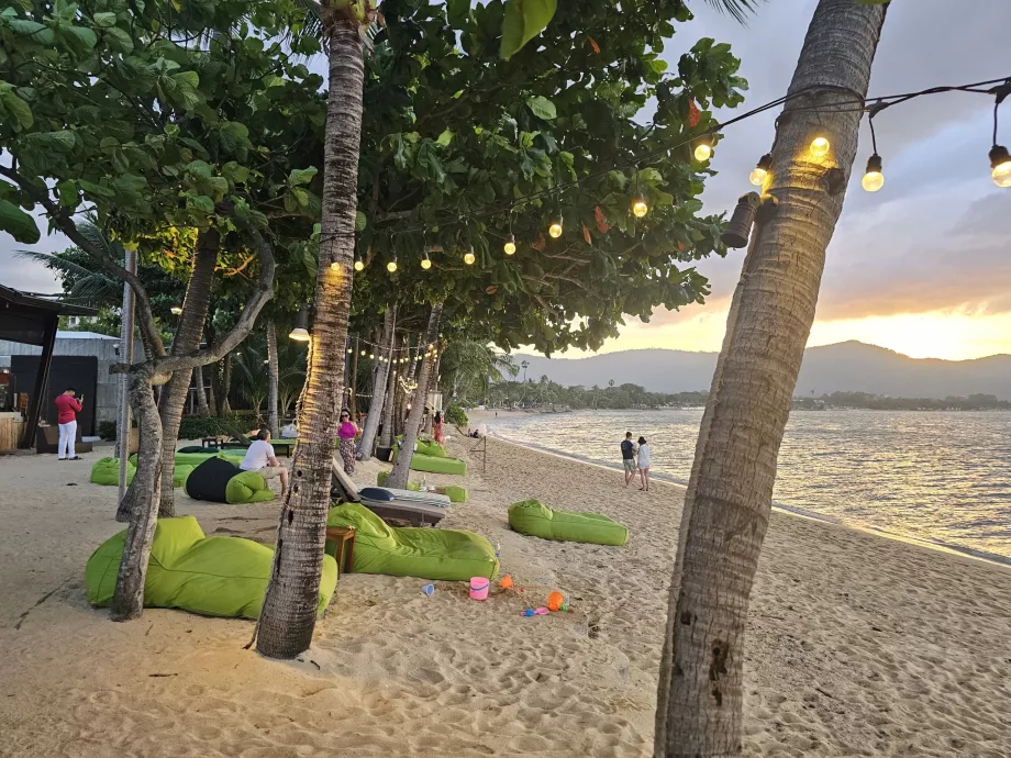 Hotel beach in the evening