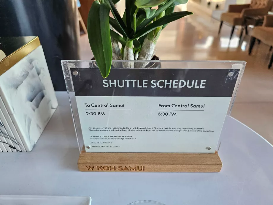 Shuttle timetable to the shopping centre
