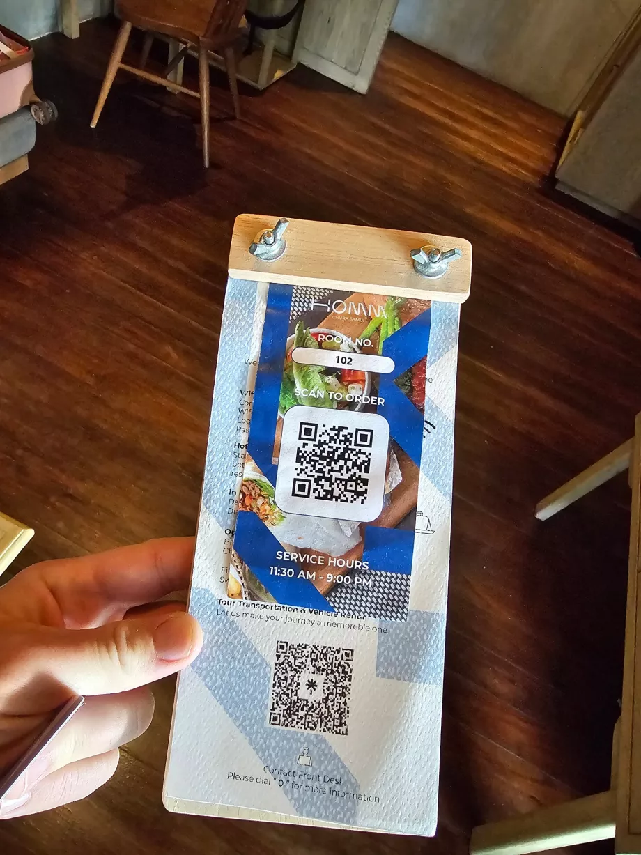 QR code for room service