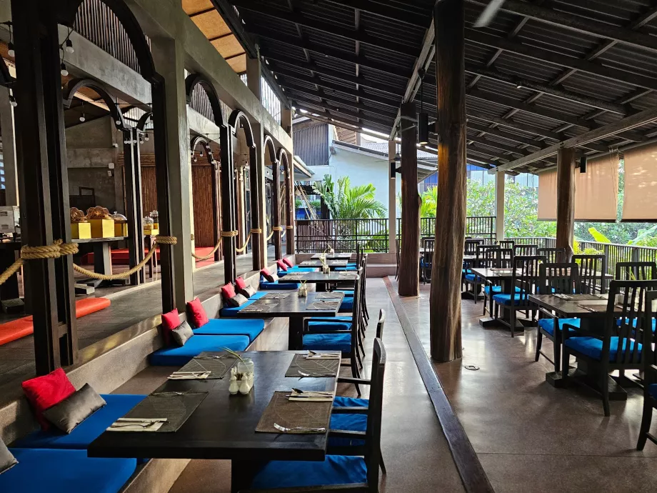 Hotel restaurant serving breakfast