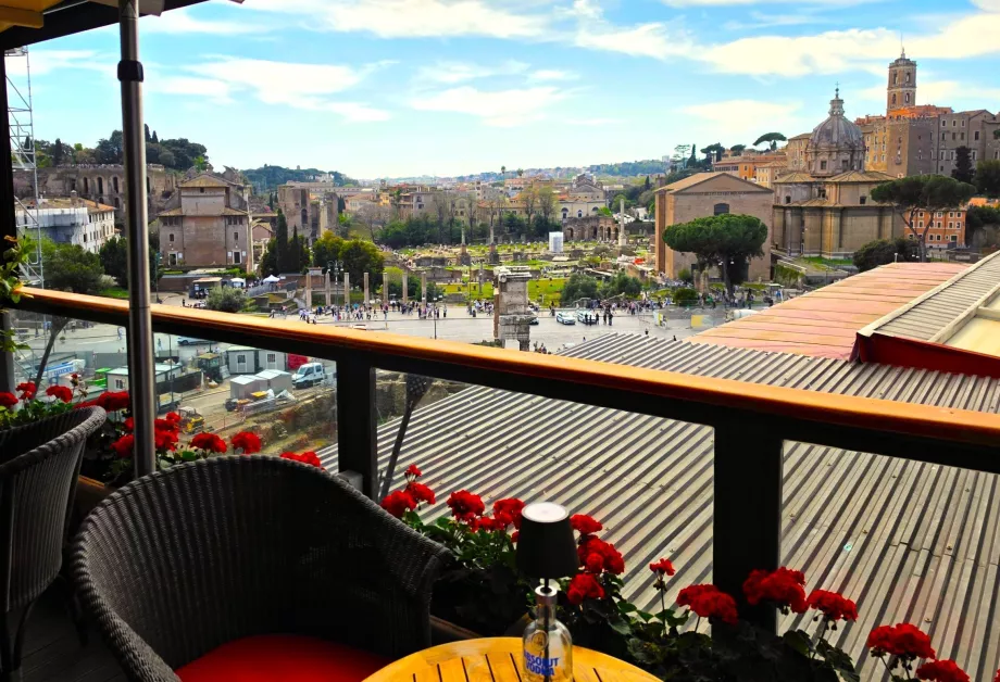 View of the Forum Romanum from the hotel restaurant