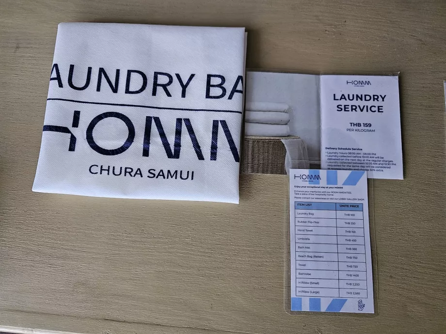 Laundry bag and price list