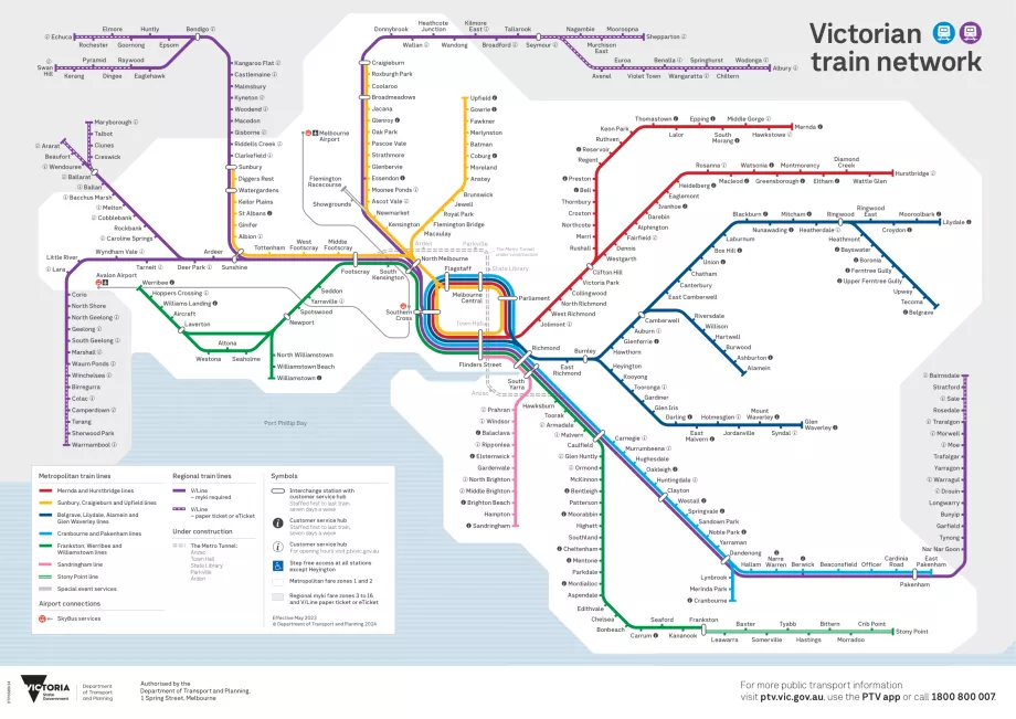 Map of trains in Melbourne
