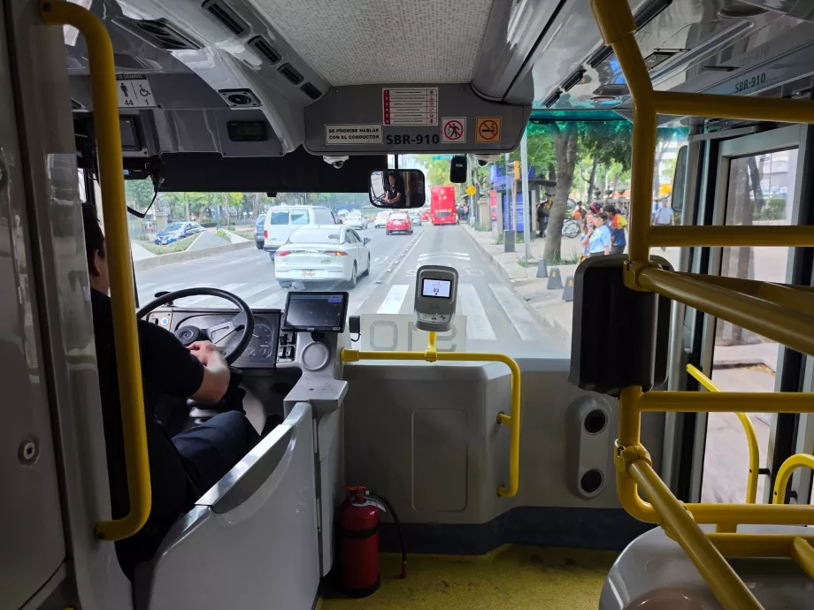 Fare payment reader at the driver