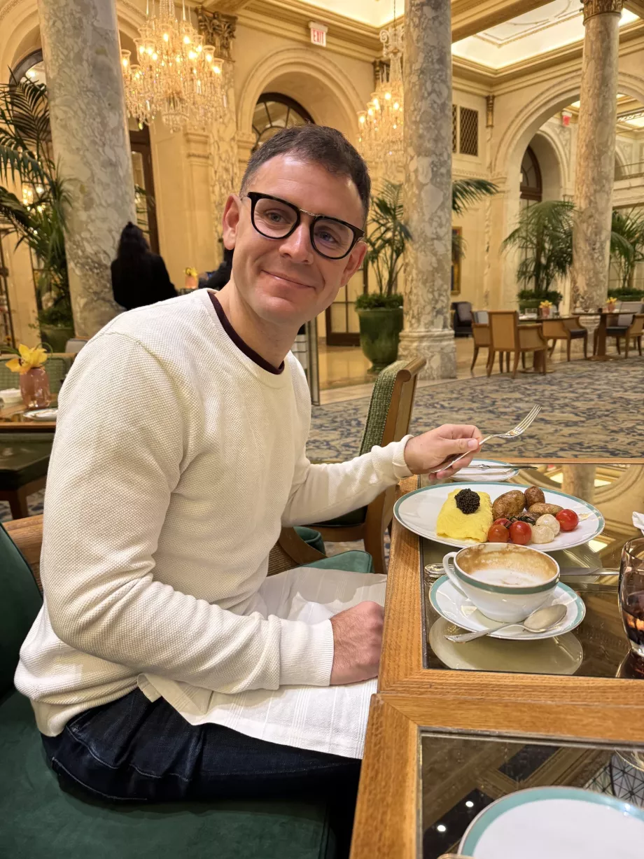 Me for breakfast at the Plaza Hotel