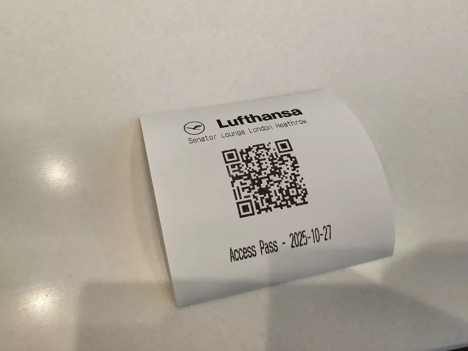 Barcode to enter the Senator Lounge