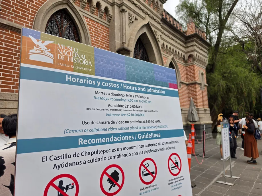 Chapultepec Castle, opening hours and price list