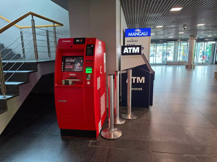 Cash machines in the arrivals hall