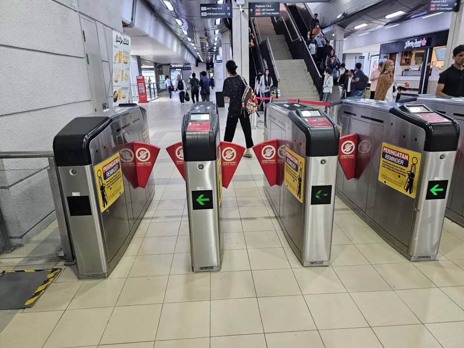 Turnstiles at the entrance to the metro