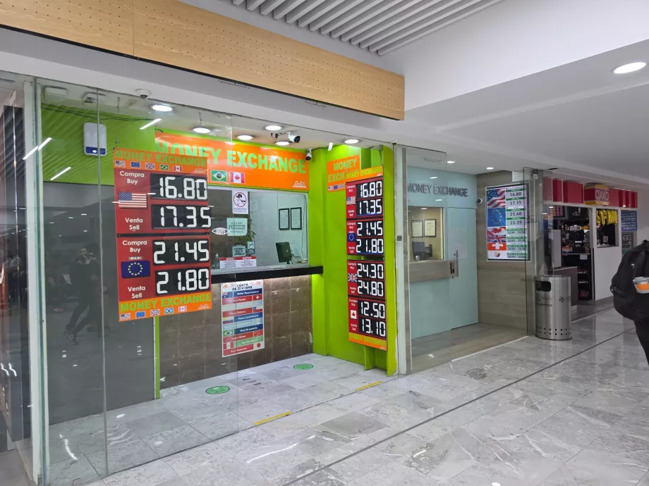 Currency exchange offices in the arrivals hall