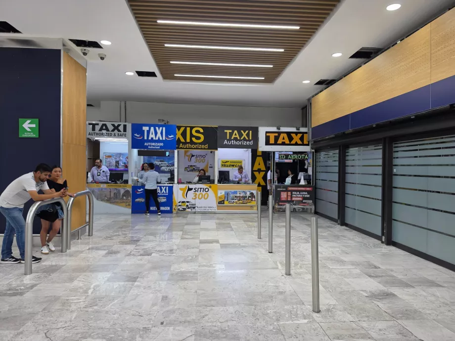 Taxi counters in the arrivals hall