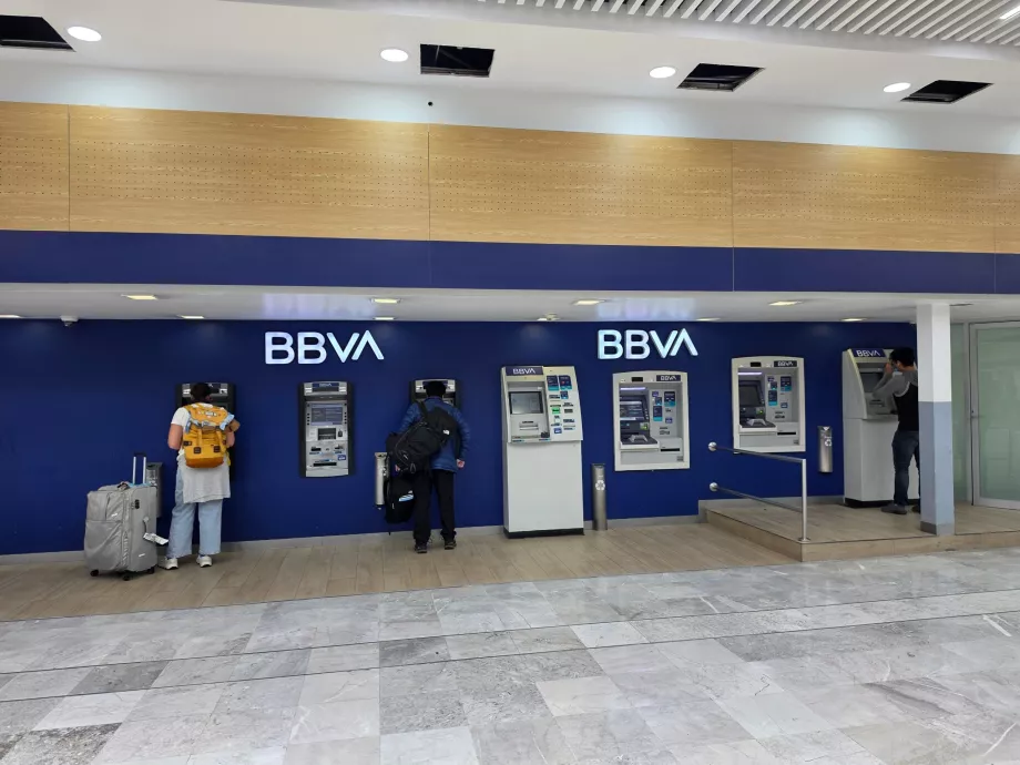 Cash machines in the arrivals hall