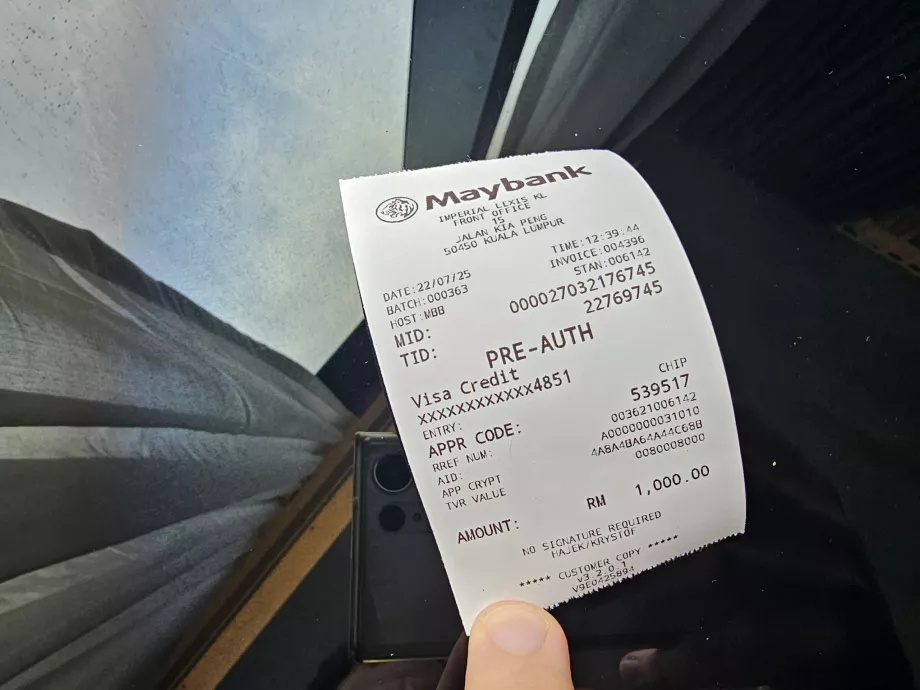 Payment of the deposit
