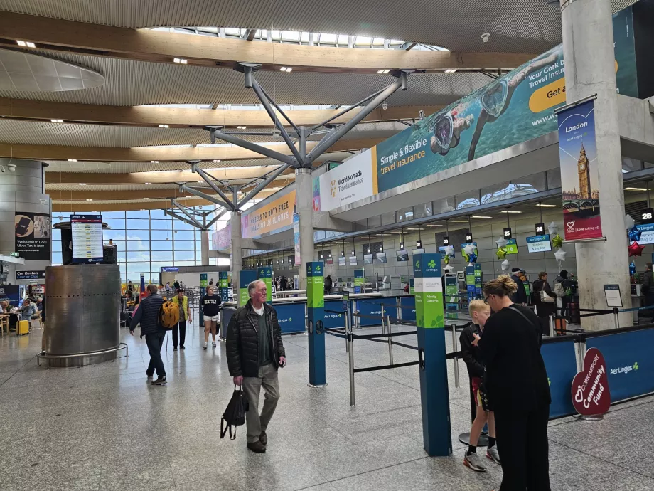 Check-in desks in the departure hall