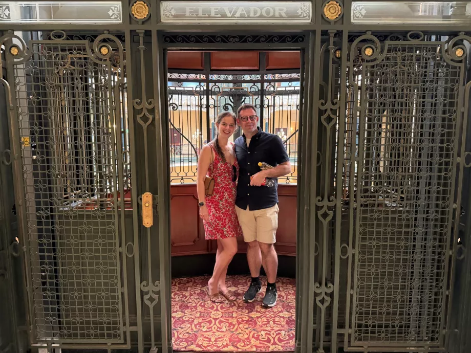 Us in the historic lift
