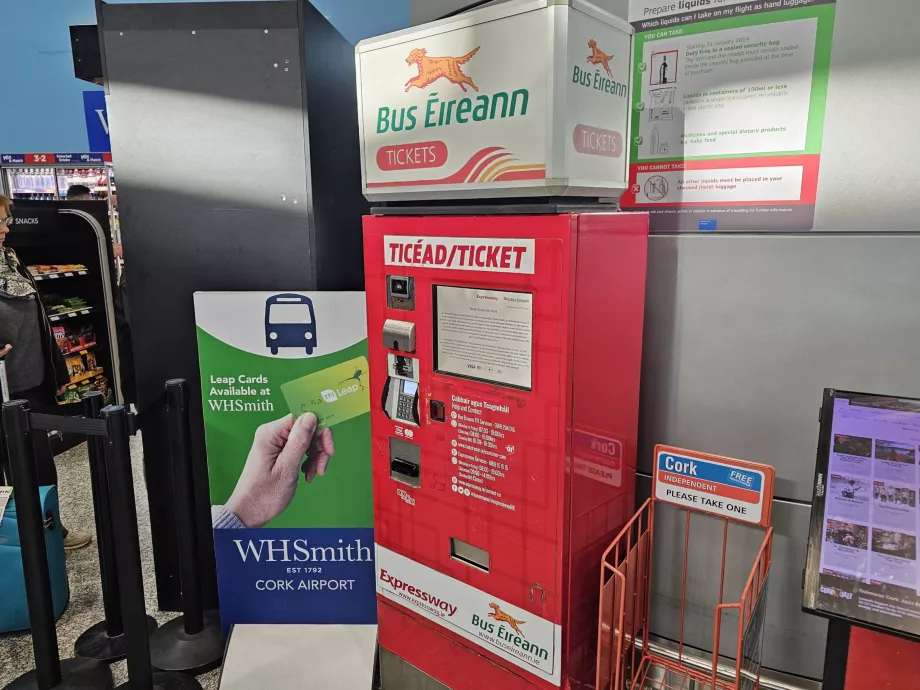 Ticket machine inside the arrivals hall