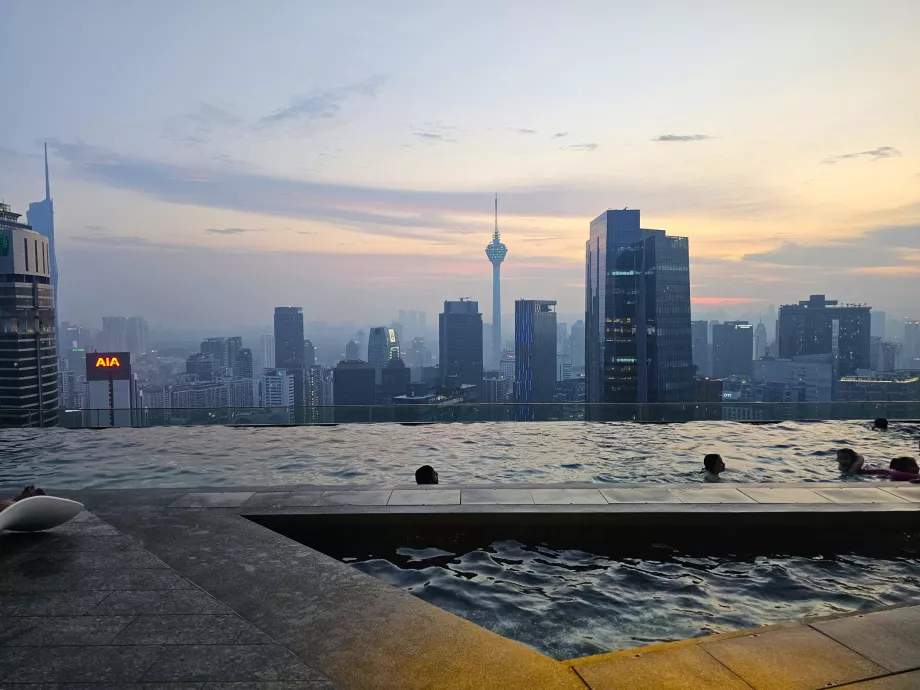 Rooftop pool in the evening