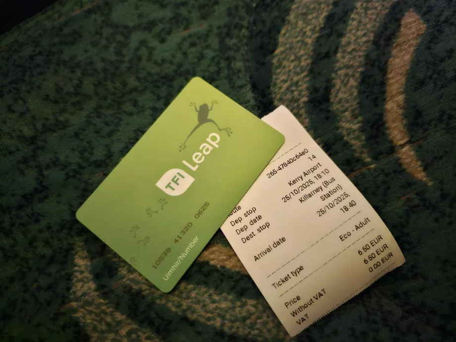 Coach fare from the airport to Killarney