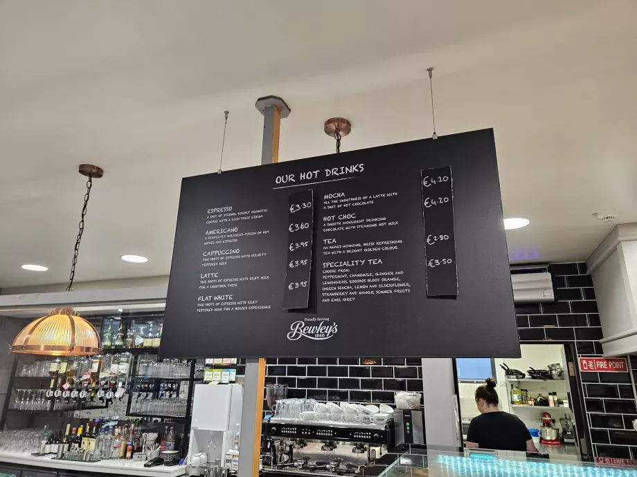 Prices in the airport restaurant, public section