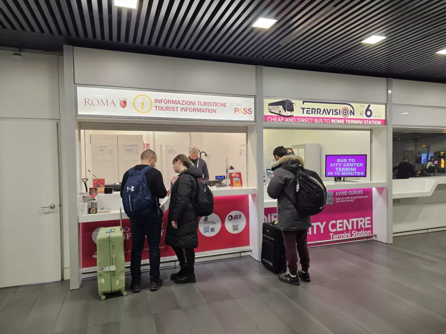 Stands for selling bus tickets