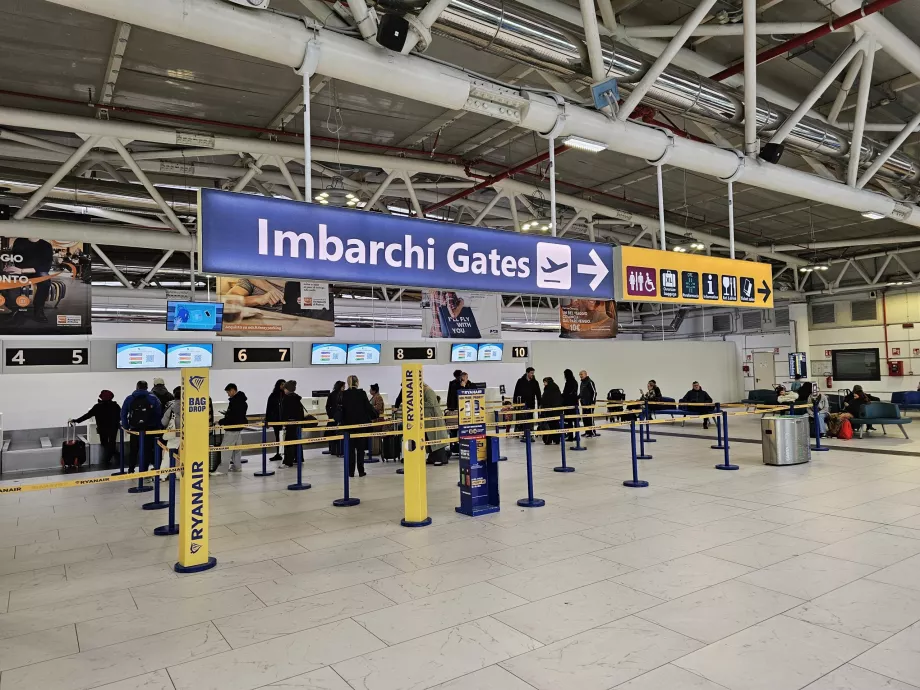 Departure hall with check-in desks