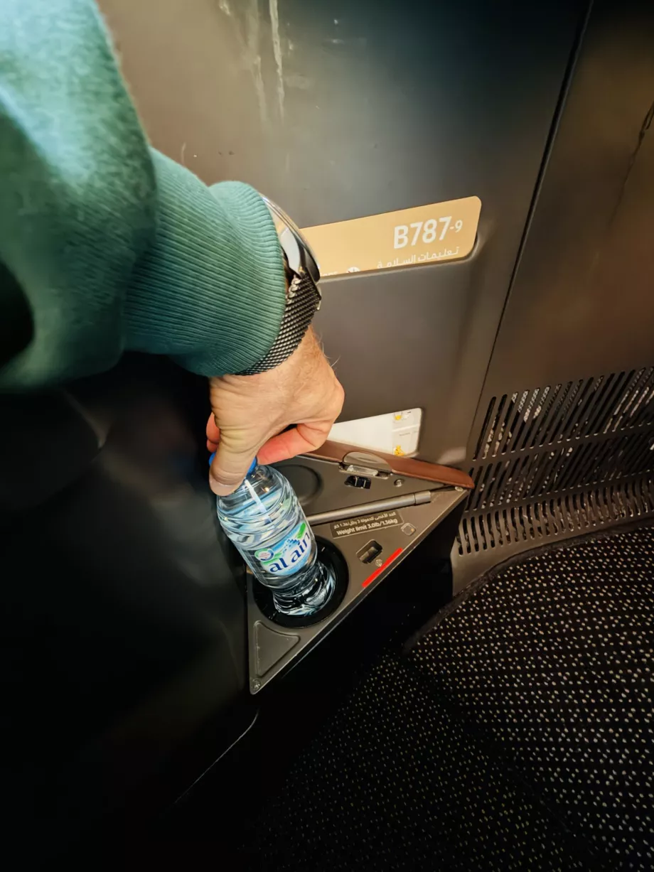 Water bottle in the storage compartment