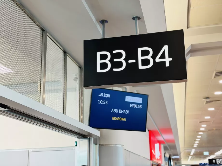 Boarding gate for flight EY156