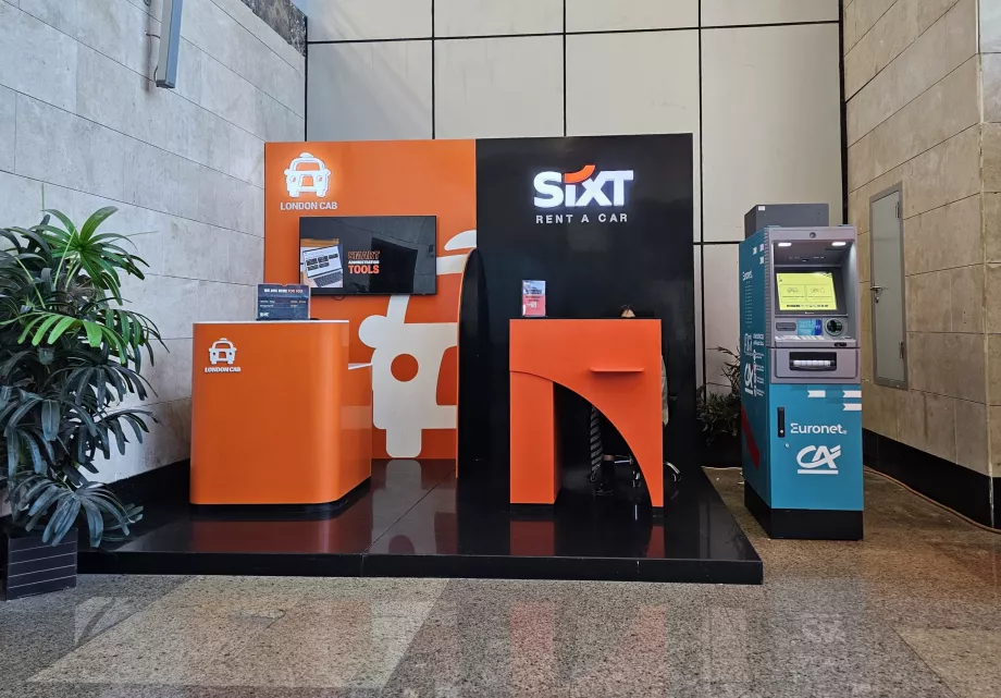 Car rental counter in the arrivals hall