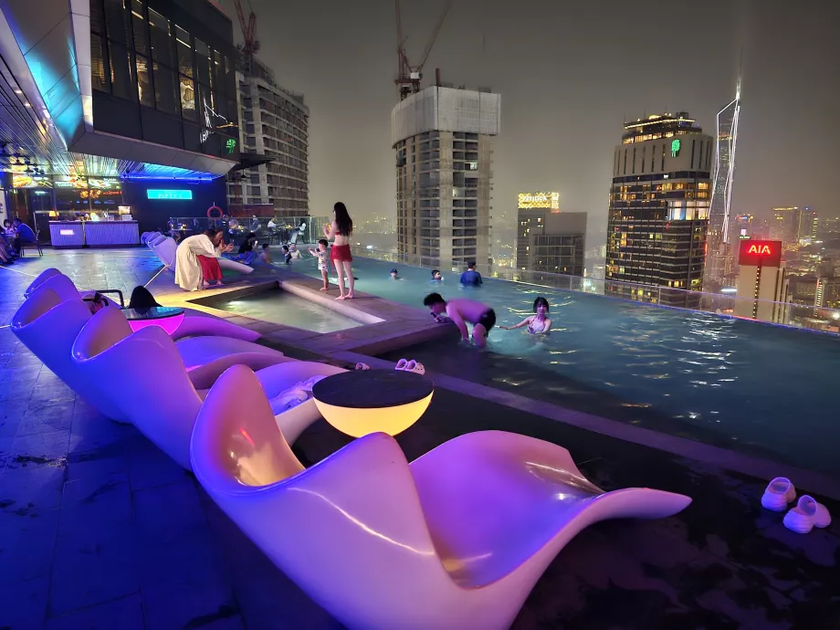Rooftop pool at night