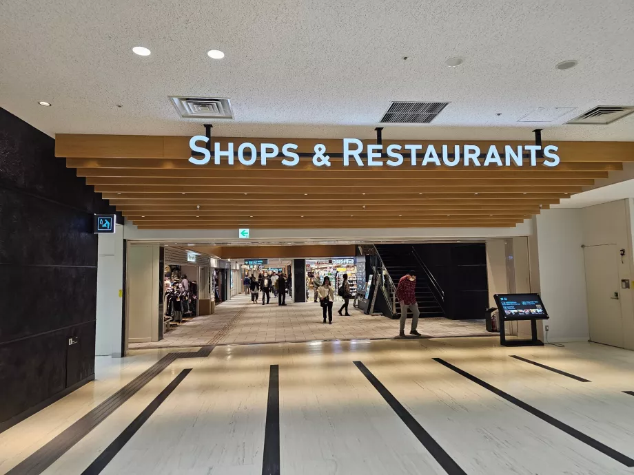 Shops and restaurants in the public area