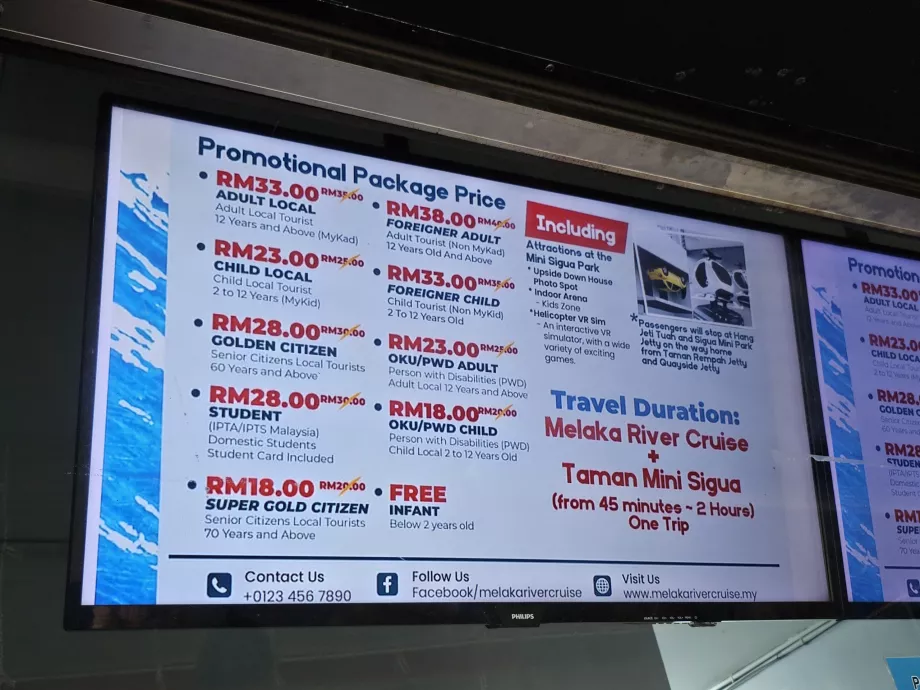 Melaka River Cruise Prices
