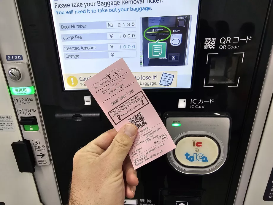 Ticket from baggage storage