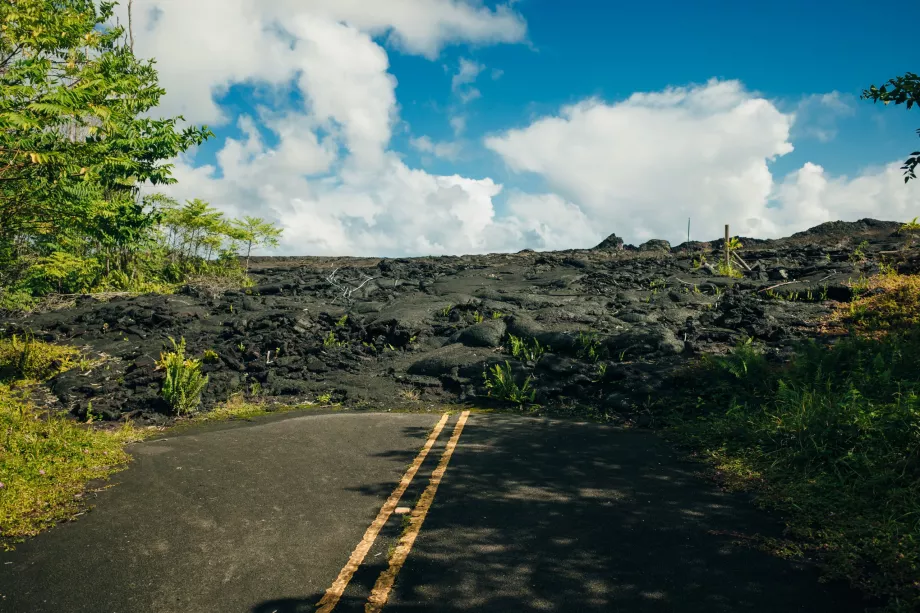 Lava across the road