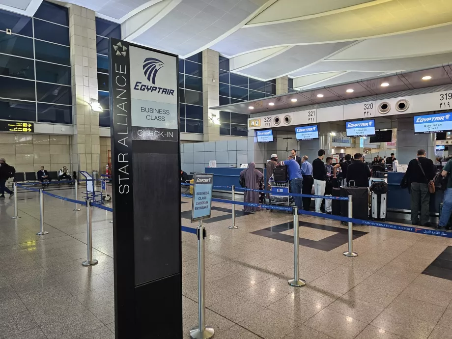 Separate check-in for business class passengers at Cairo Airport