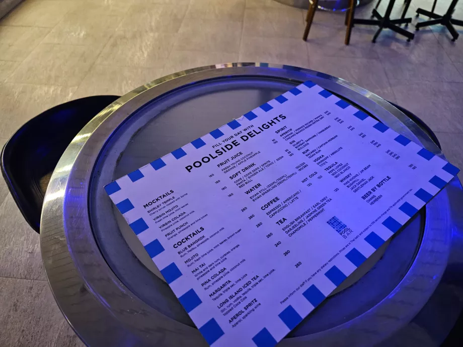 Menu in the pool bar