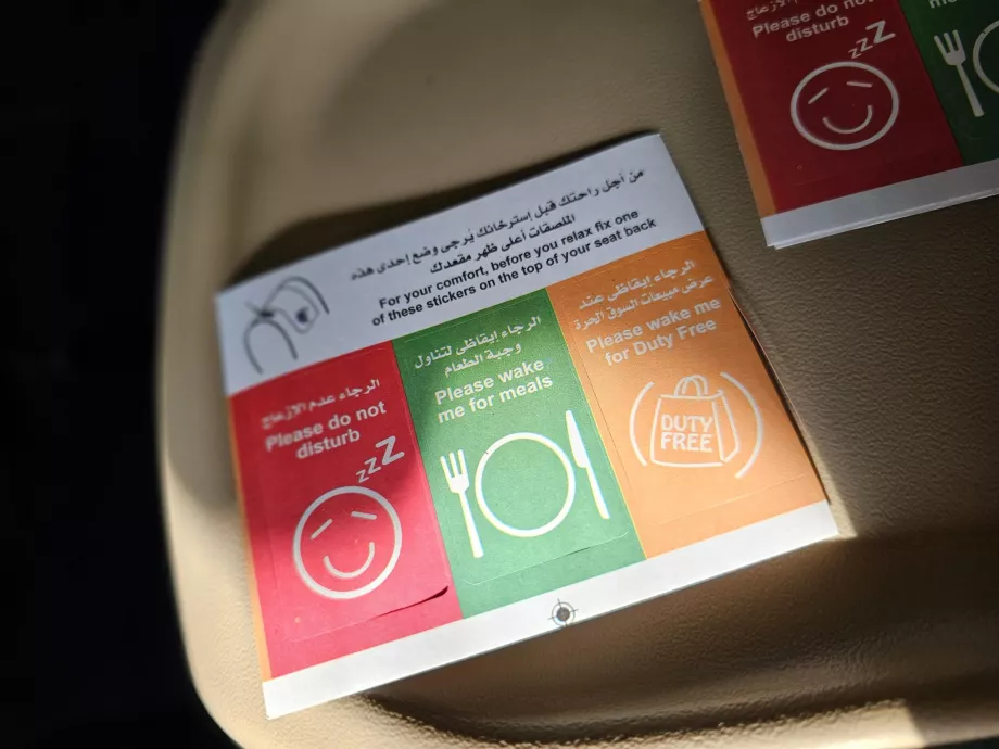 Stickers - information for cabin crew