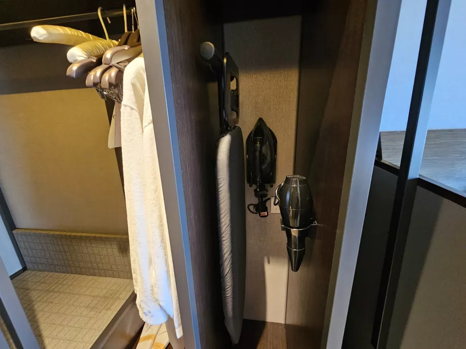 Ironing board and hair dryer