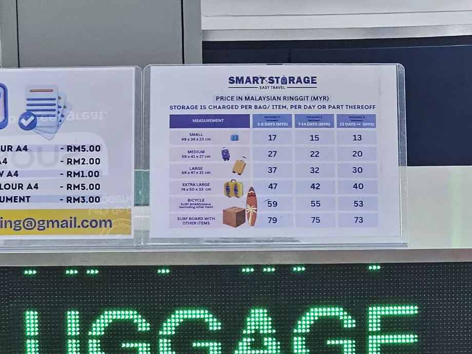Luggage storage prices