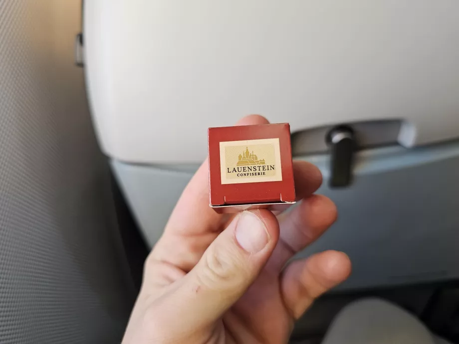 Chocolate praline before landing