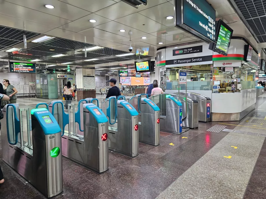 Turnstiles at the entrance to the metro station