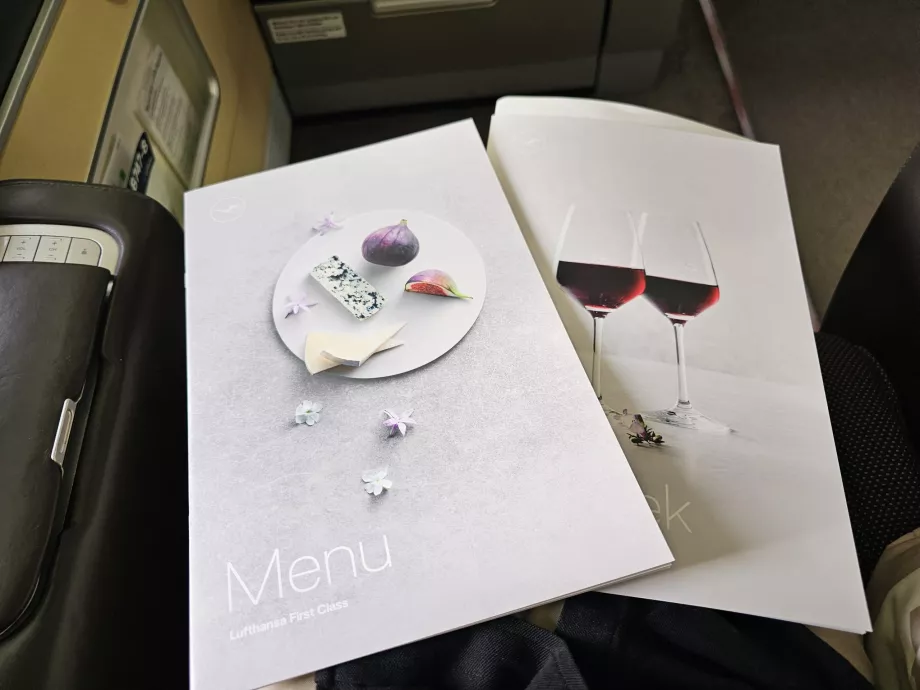 Printed menu and wine list