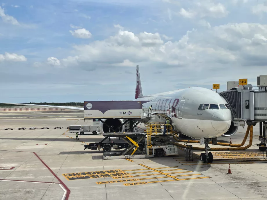 Our Boeing 777-300 after landing in Bangkok