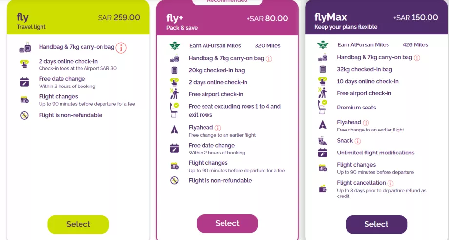 Tariff classes flyadeal