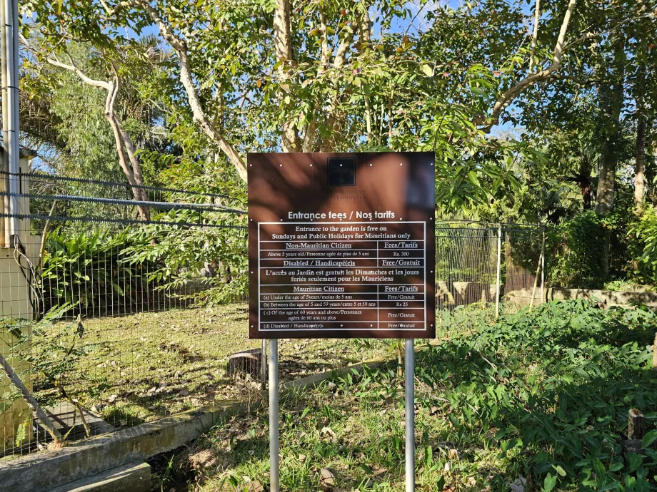 Botanical Garden price list