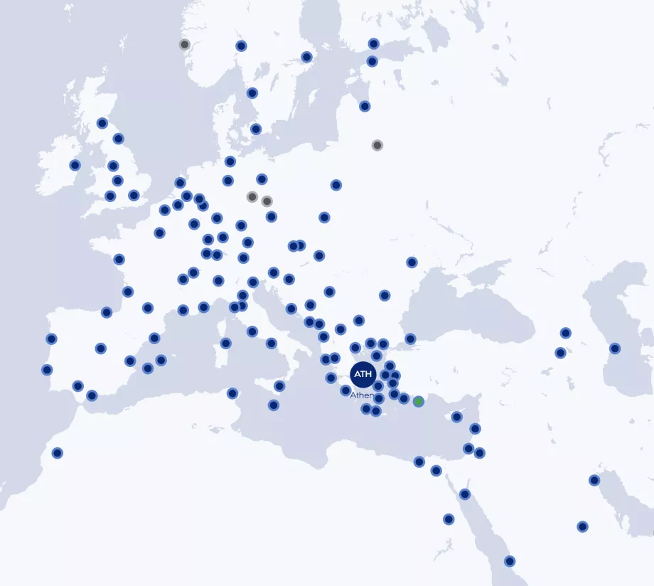 Route map Aegean Airlines