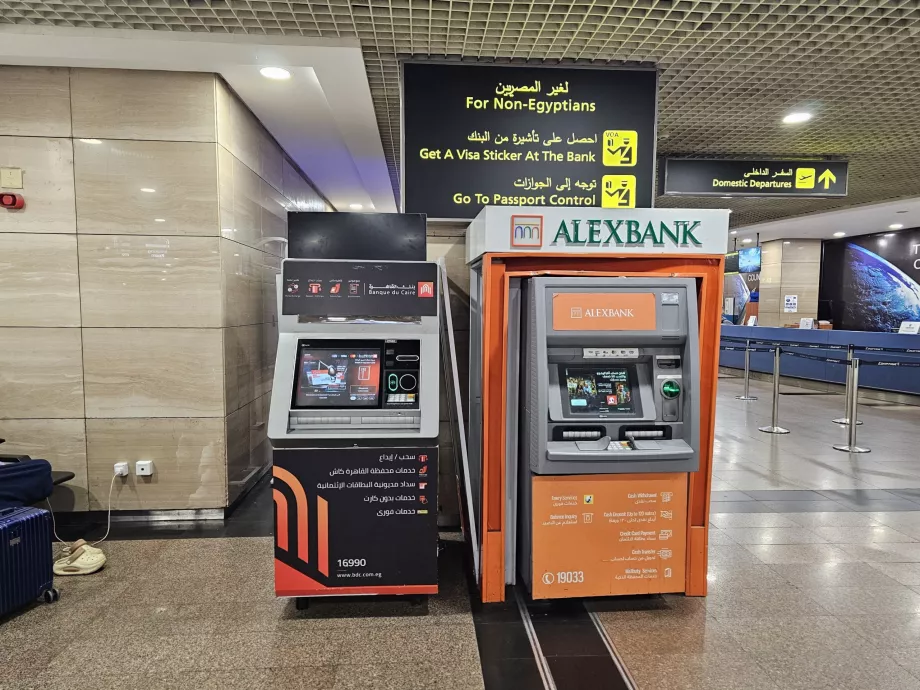 ATMs in the transit zone at visa counters and banks