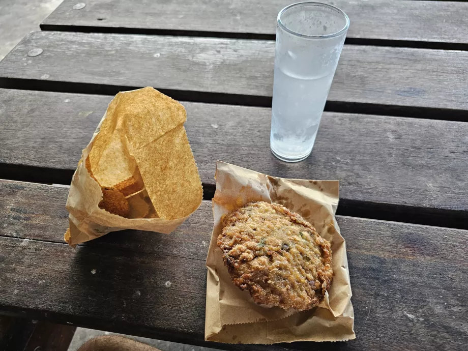 My food at the stand in the parking lot