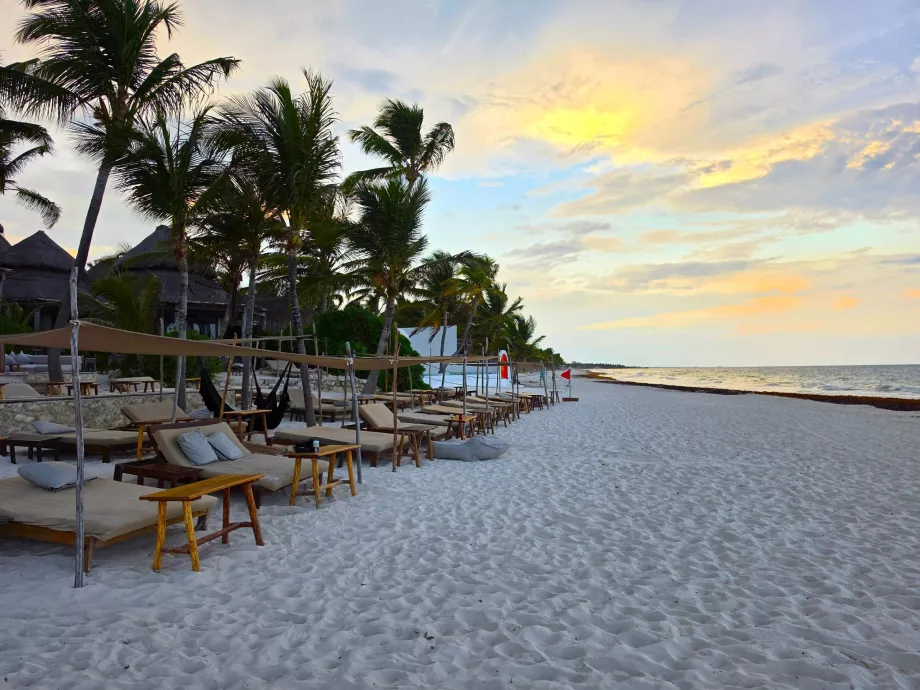 The beach in the Tulum Hotel Zone