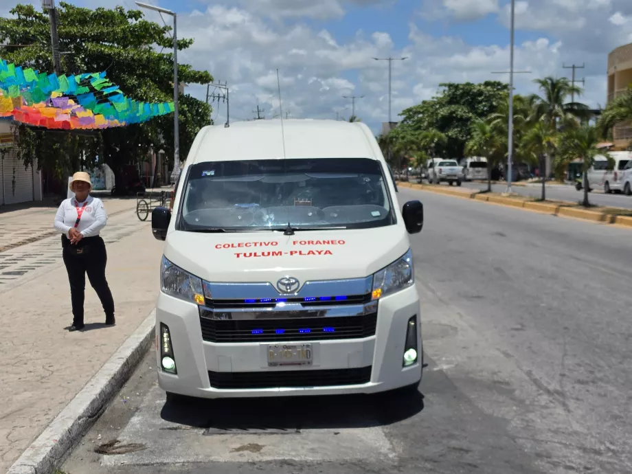 Colectivo, a pick-up point in the centre of Tulum
